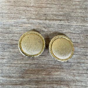 Vintage 50s Signed Coro Gold Tone Round Clip Earrings